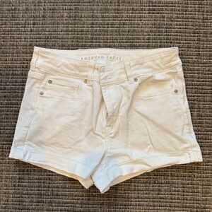 American Eagle Outfitters Women's Hi-Rise Shorty White Jean Shorts